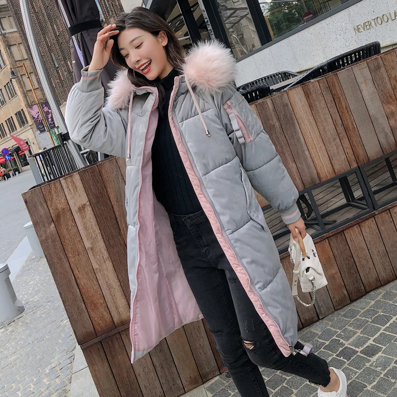 

Gold Velvet Long Down Cotton Jacket Winter Coat New Female Thick cotton-padded Jacket Was Thin Bread Served Ins Pop