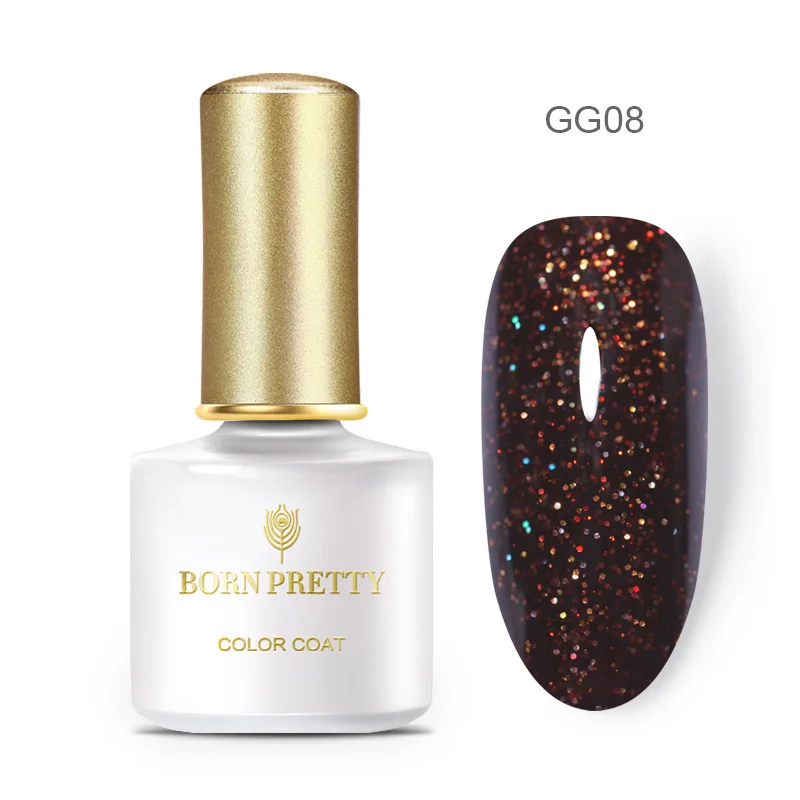 GG08 Born pretty, голографическая Лазерная лака для ногтей, Гель-лак с блестками, впитывающий УФ Гель-лак для ногтей, красочный лак для ногтей, маникюрный дизайн, сделай сам, 6 мл - Цвет: GG08