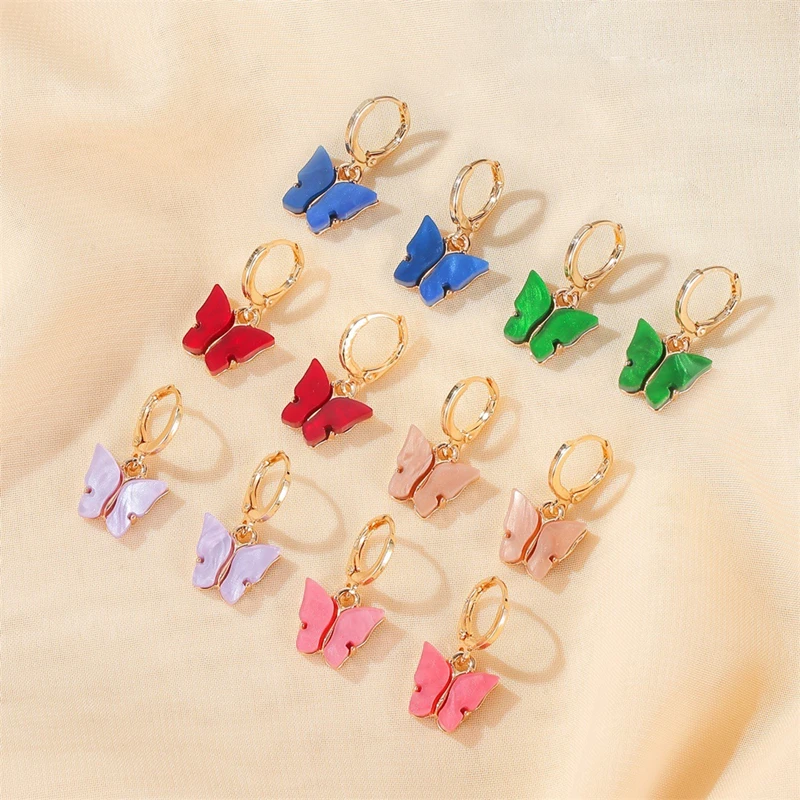 

Nanny Summer Fashion Acrylic Butterfly-Shaped Pendant Women's Trend 2021 Earrings Cute Jewelry Multi-Color Optional Wholesale