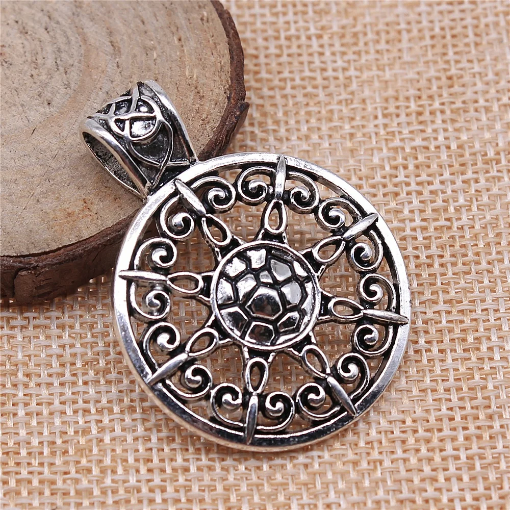 

Charms for Jewelry Making Findings Handmade DIY Craft 3pcs Antique Silver Color 46x35mm Mandala Pattern Charms Pendant