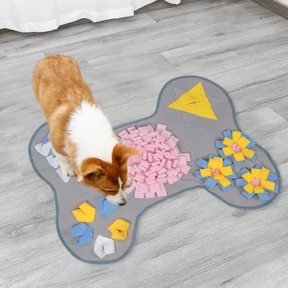 

Bone Shape Pet Snuffle Mat Dog Food Dispenser Rug Cat Slow Feeder Relieve Boredom And Digest Interactive Toys Dog Training Mat