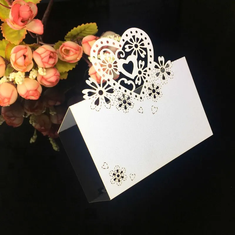 50 шт./упак. Полые Любовь Сердце Лазерная резка свадьба декор стол имя место карты