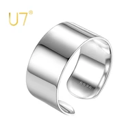 u7 925 sterling silver ring wide band ring adjustable men women jewelry