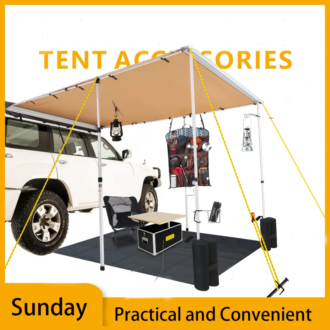 Аксессуары для автомобильной боковой палатки Sunday Outdoor алюминиевая подвесная