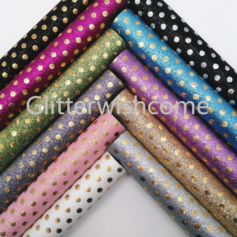 Glitterwishcome 21X29 см A4 размер винил для бантов Печатный горошек блестящая кожа ткань искусственная кожа листы для бантов, GM337A