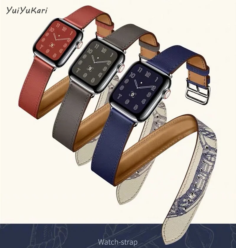 Двойной тур кожаный ремешок для apple Watch band 4 (iwatch 5) 44 мм 40 watch 3 2 1 42 38 мягкий браслет
