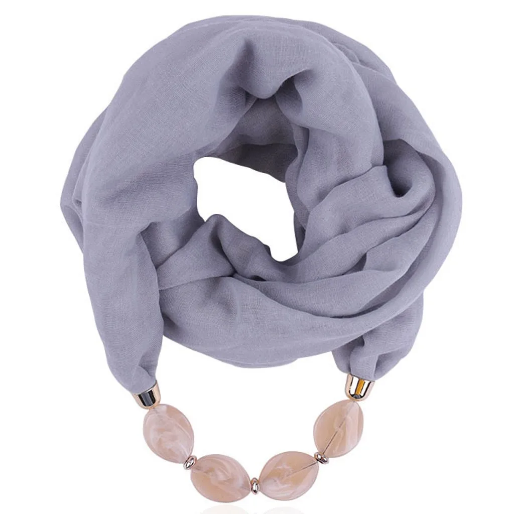 Women Fashion Solid Color Necklace Pendant Scarf Ethnic Style Soft Necklace Scarf Femme Accessories New Arrival#P15