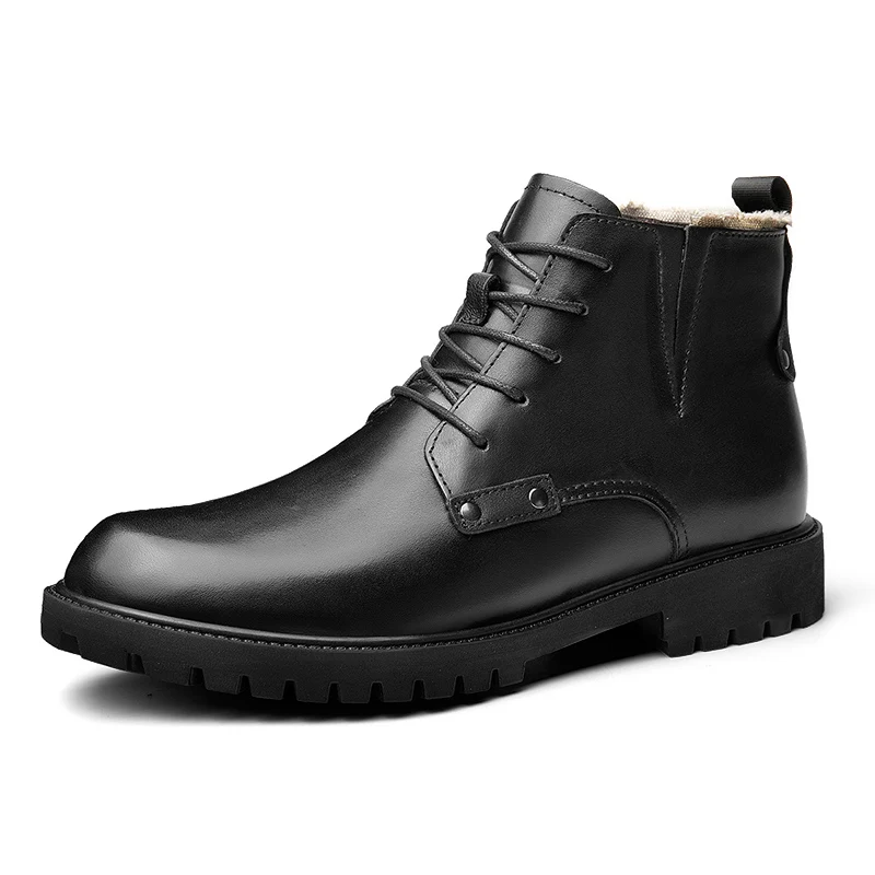 

Classic Brand Men Boots Italy Handmade Men Ankle Boots Outdoor Waterproof Male Plus Velvet Work Shoes Lace-UP Man Moccasins *