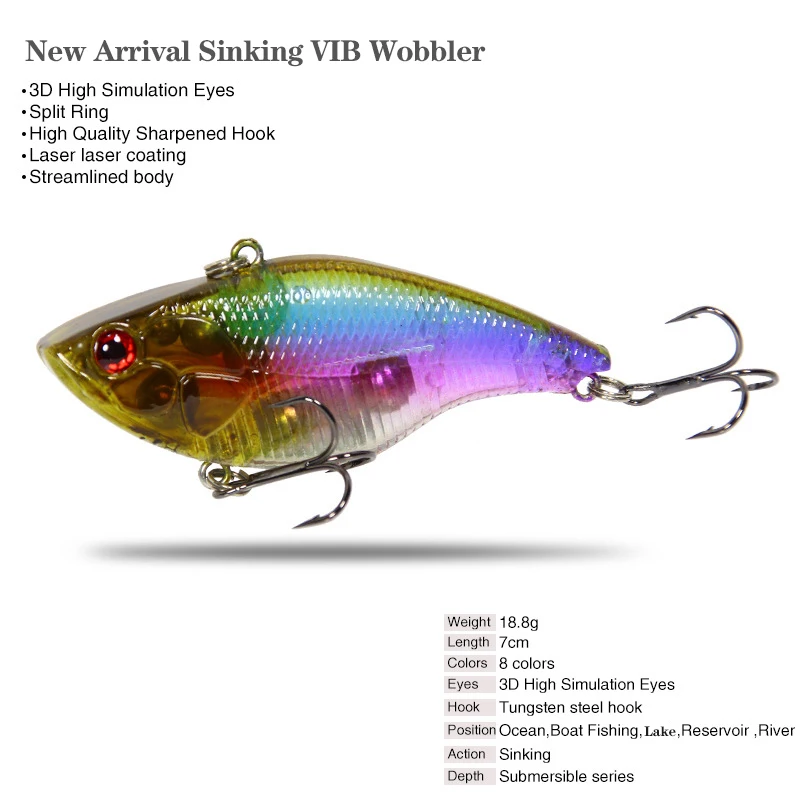 

7cm/18.8g Jerkbait Slow Sinking Wobblers VIB For Pike Crankbaits Fishing Lure Rattling VIB For Winter Fishing Tackle Minnow Lure
