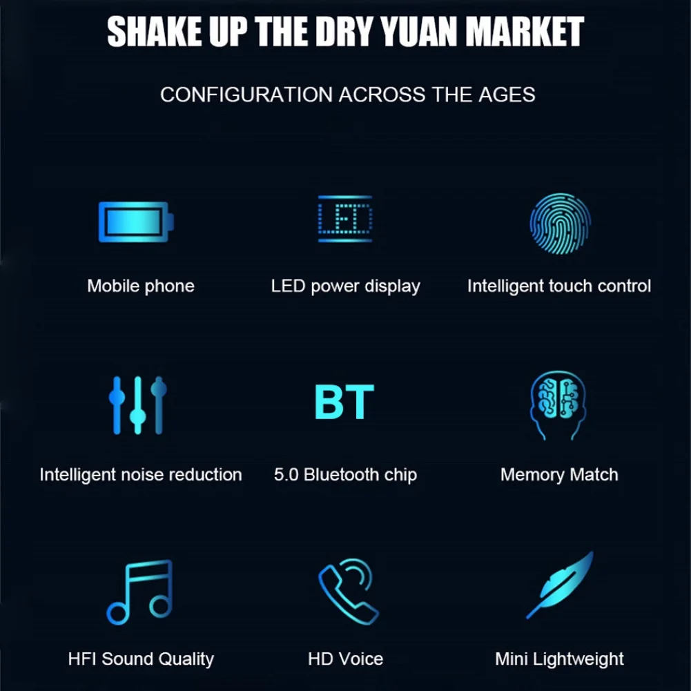 Беспроводные наушники Bluetooth F9 TWS 5.0 LED дисплей с внешним аккумулятором 2000 мА/ч