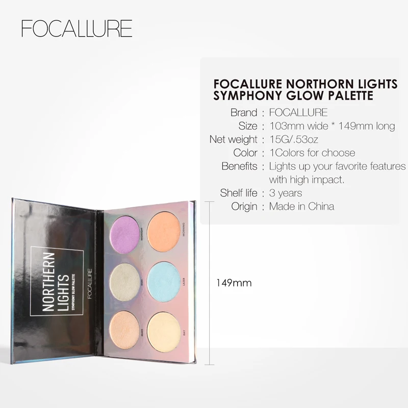 FOCALLURE 2019 новые Северные огни симфония светящаяся палитра макияж блеск лицо