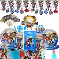 boys favors beyblade burst theme cake toppers flag baby shower plates straw cups birthday party decorate tablecloth