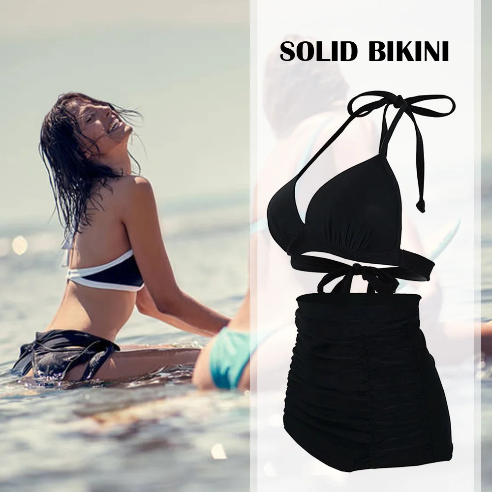 

Swimsuit Solid color swimsuit beach spa vacation bikini swimming Women Swimwear Sexy bathing suit