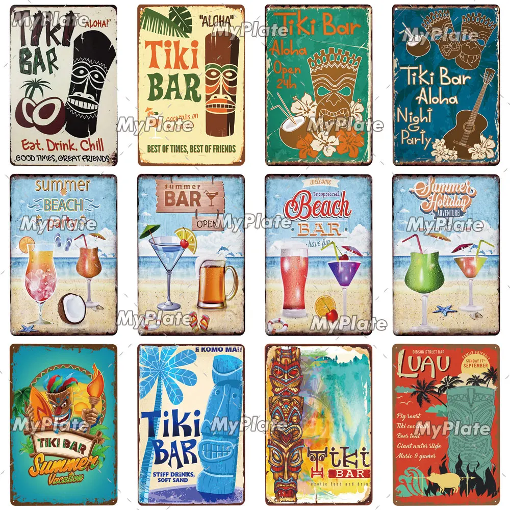 TiKi Bar металлический знак винтажная табличка серфинг Оловянная Настенный декор