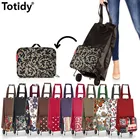 Складная корзина для покупок, органайзер для овощей, Портативная сумка для покупок, сумка-тележка для еды, сумка-буксир на колесах