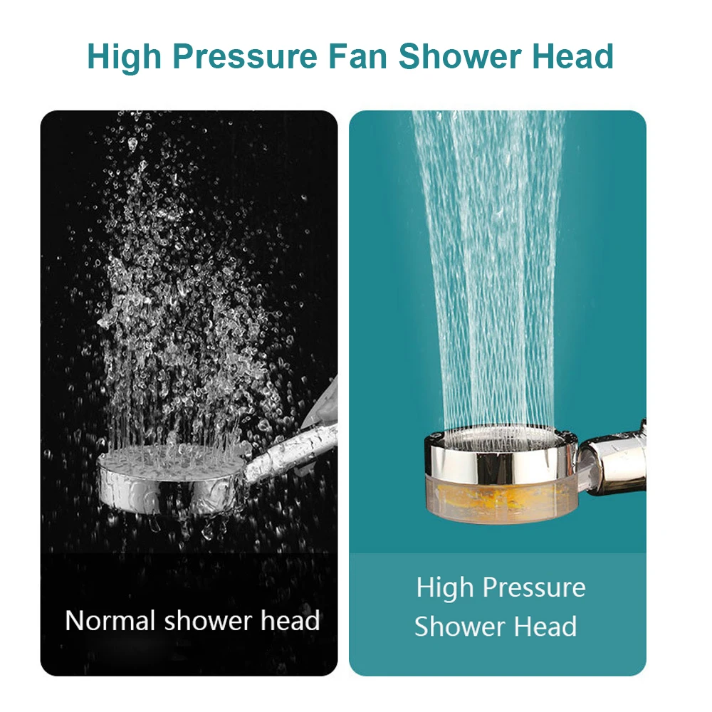 high pressure turbocharged water saving shower head with filter 360 ratation turbo fan universal fitting bathroom equipment free global shipping