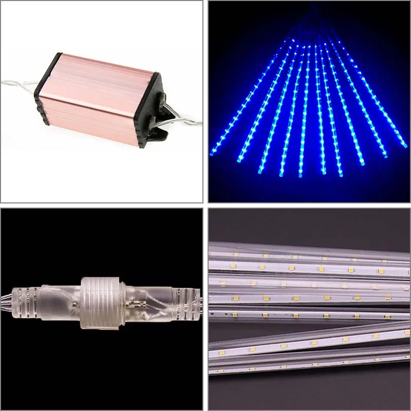 

50CM 10 Tube Meteor Shower Rain LED String Light Waterproof Garden Party Decorations Raindrop Cascading Lights