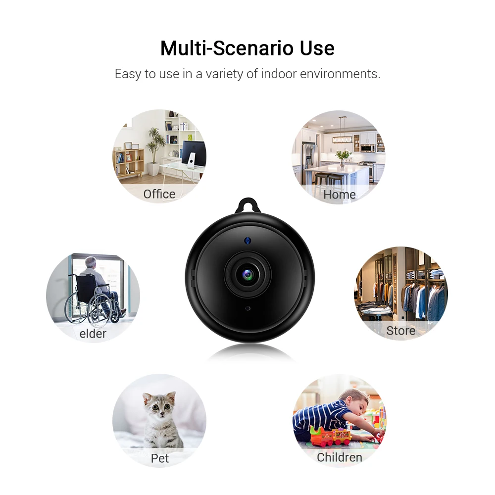 

Mini Wifi IP Camera HD 1080P Wireless Indoor Camera Nightvision Two Way Audio Motion Detection Baby Monitor V380