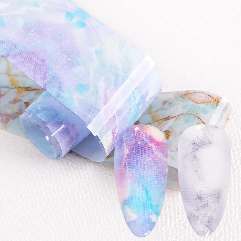 

Nail Foils Marble Series Pink Blue Foils Paper Nail Art Transfer Sticker Slide Nail Art Decal Nails Accessories 1 Box