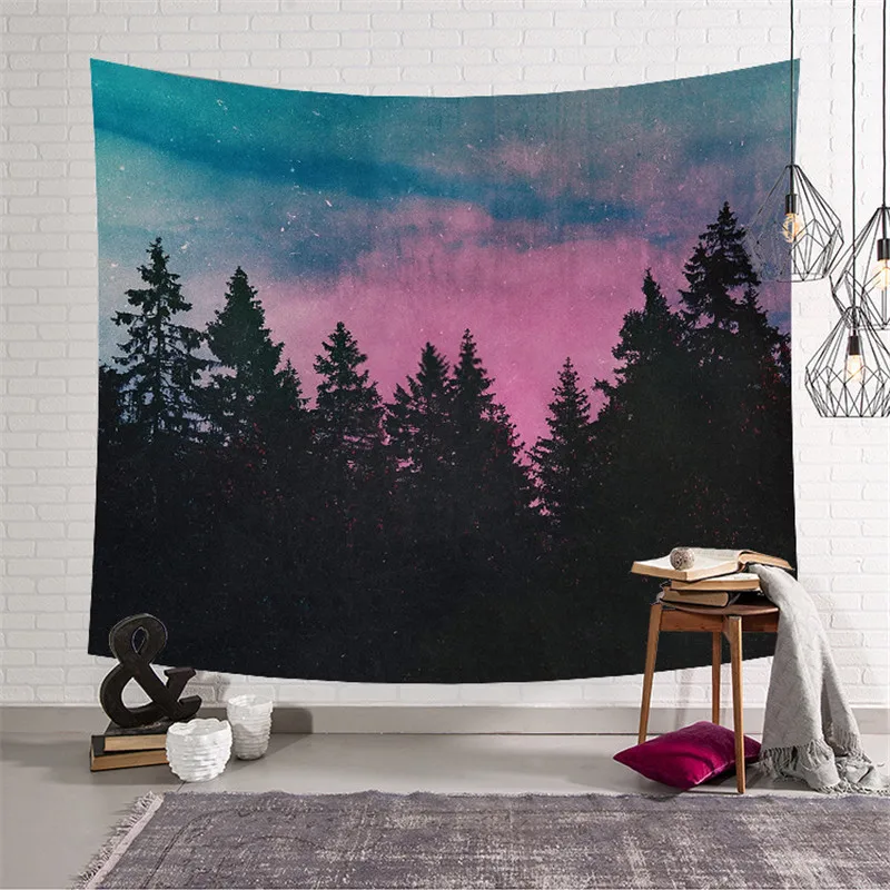 

Polyester Forest Wall hanging mandala Tapestry Throw boho decor hippie Tapestry wall Forest Paisley art Yoga mat sleeping pad