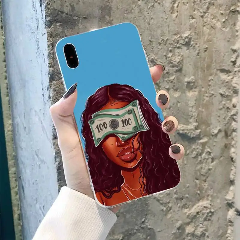 TOPLBPCS зарабатывать деньги черная голова девушка силиконовый черный чехол для