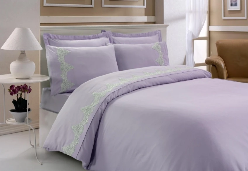 

Land Of dowry French Stone Laced Duvet cover set Purple