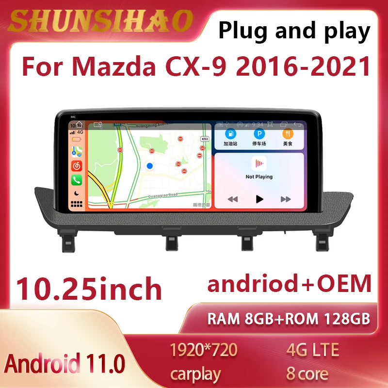 

ShunSihao 7862 Andriod 11 For Mazda CX-9 2016-2021 1920*720 Car Radio multimedia stereo autostereo Player GPS Navi Carplay