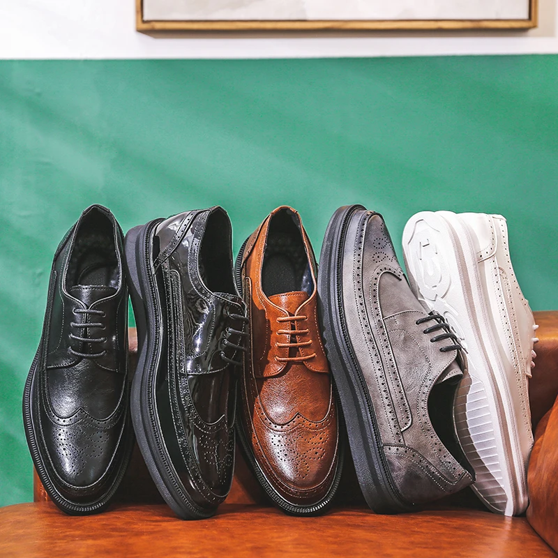 

Туфли-оксфорды мужские кожаные, броги, Классическая удобная обувь для офивечерние