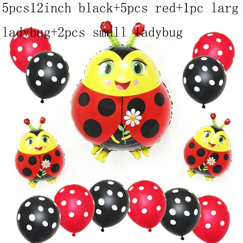 ladybug set 13pcs Детская вечеринка на день рождения пчела кинематографическая тематика одноразовая посуда бумажная чашка скатерть День рождения украшение для детей - Цвет: ladybug set 13pcs