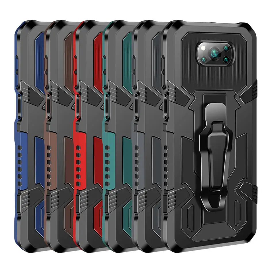 

For Case Xiaomi 10T Pro Lite POCO X3 NFC M3 Redmi Note 8 9 Pro Max 9S Armor Belt Clip Shell Shockproof Cover for Mi 10T Pro Etui