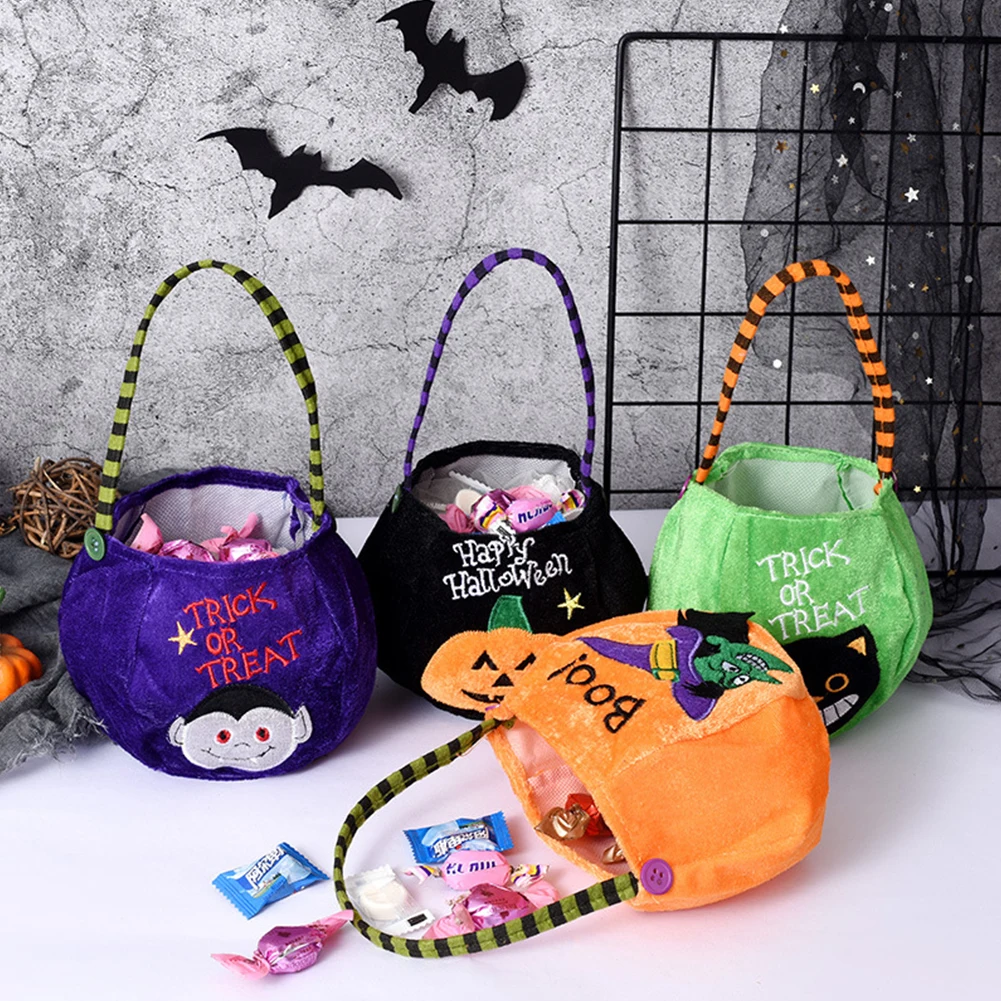

Сумка-тоут для Хэллоуина, для детей, с тыквами, для трюков или угощений, сумка для конфет, портативное ведро для хранения конфет на Хэллоуин, ...