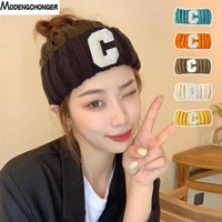 autumn and winter hairband trend letter c headband for woman girls out knitted wool warm hair bezel headwear hair accessories