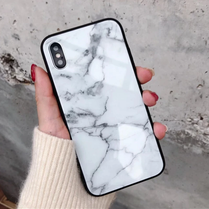 Чехол из закаленного стекла XS Max с мраморным камнем для iphone 6 6s 7 8 9 plus Жесткий