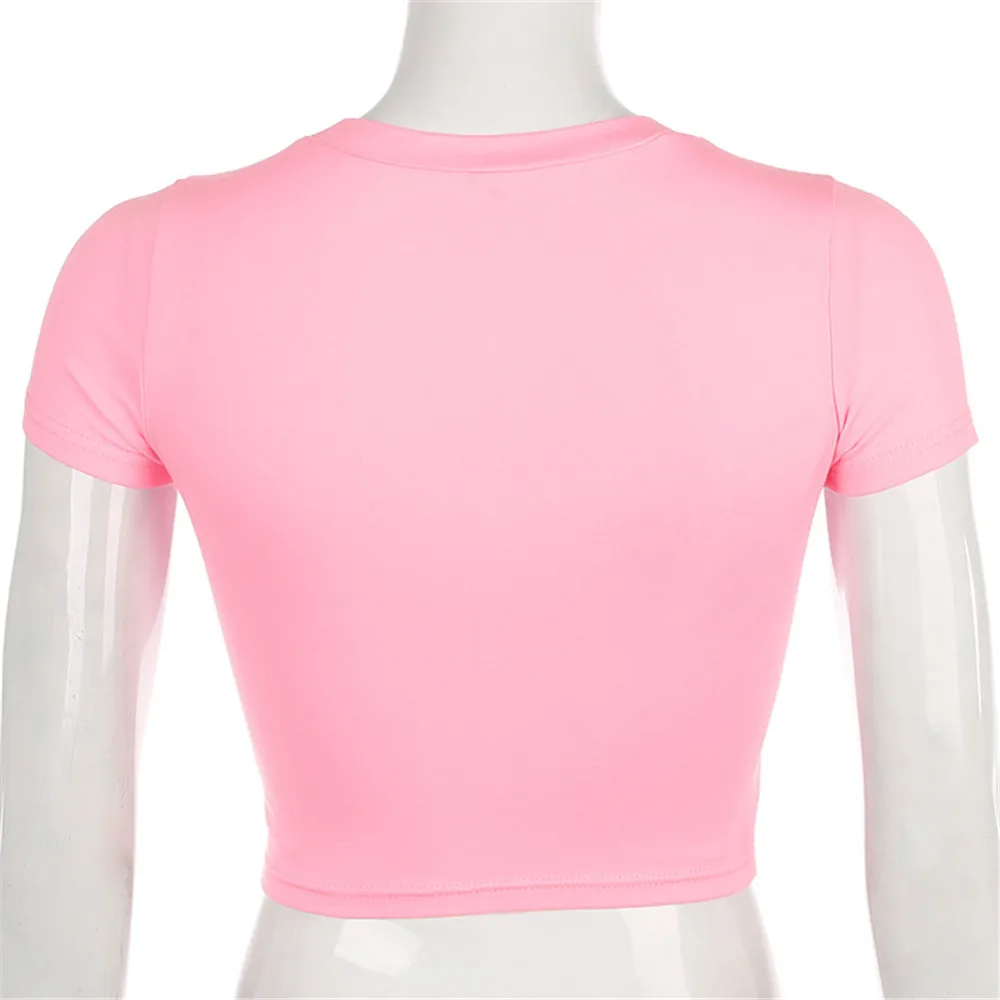 

Women Butterfly Printed O-Neck Short Sleeve Crop Top Summer Streetwear T-Shirt
