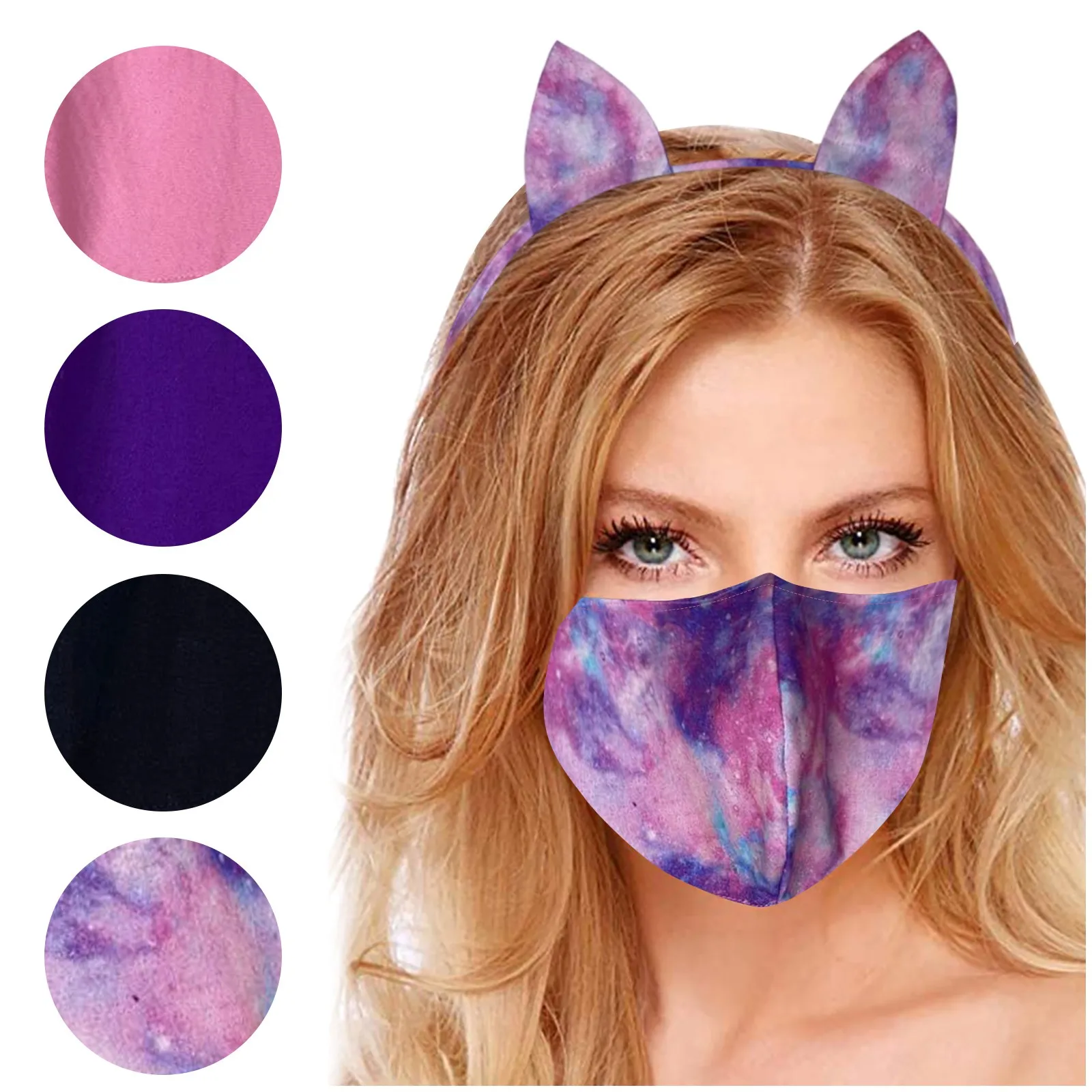 

Men's and women's same dust-proof adjustable adult breathable washable cat ear print adult reusable pure cotton mask