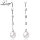 Женские серьги с пресноводным жемчугом, этнические Свадебные Длинные серьги из стерлингового серебра 925 пробы, ювелирные изделия