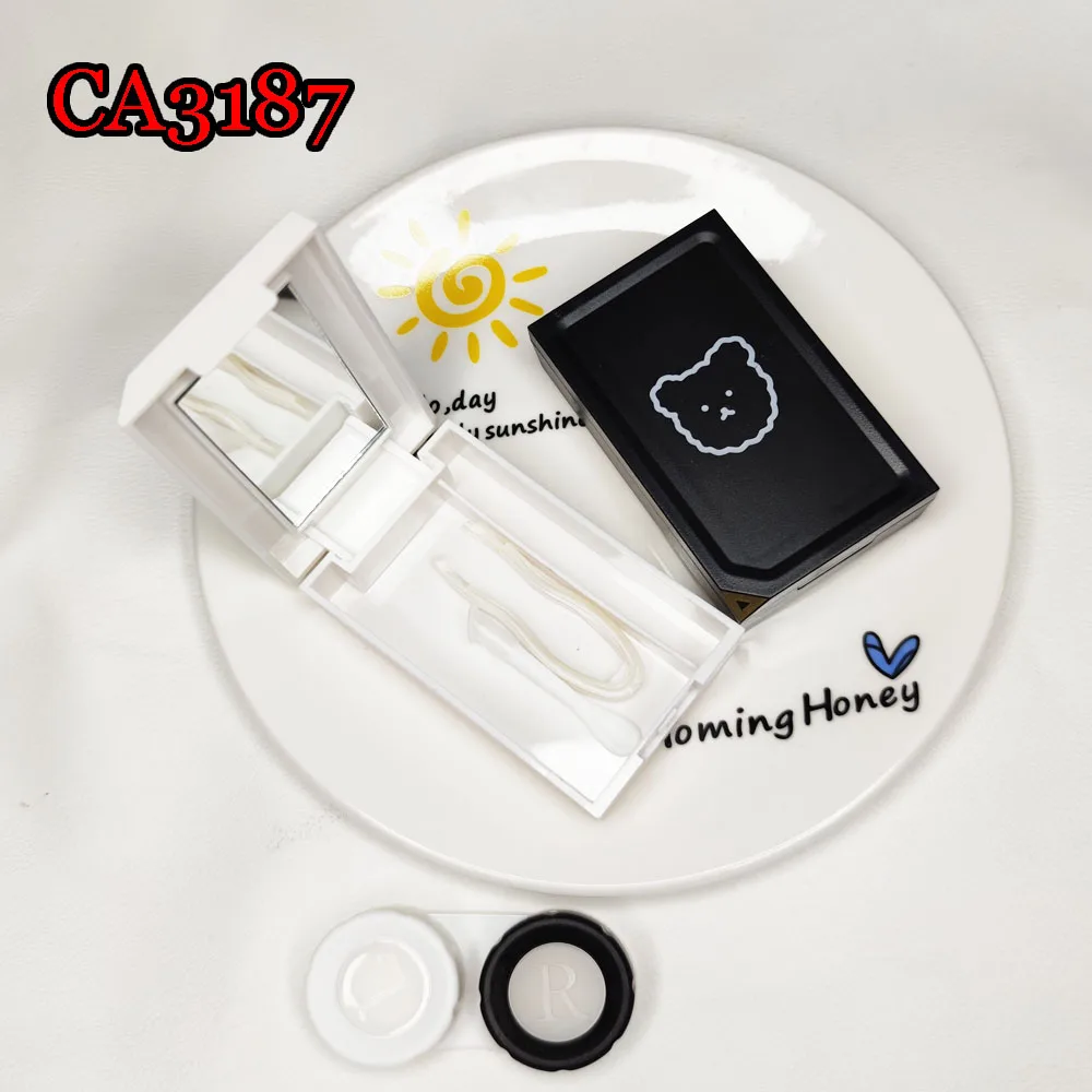 Чехол для контактных линз Pure Bear с зеркалом женский портативный цветной контейнер