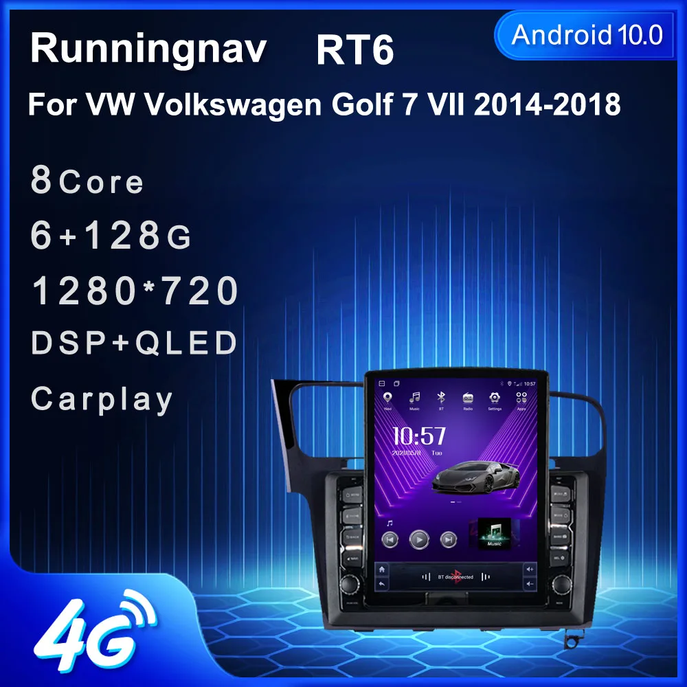 Runningnav For VW Volkswagen Golf 7 VII 2014-2018 Tesla Type Android Car Radio Multimedia Video Player Navigation GPS