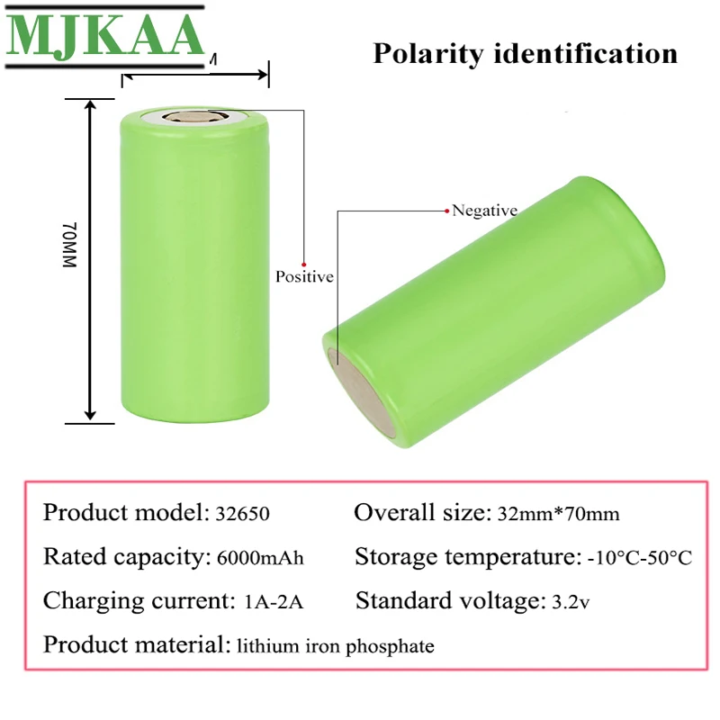 MJKAA 4 шт 32650 Аккумулятор 6000mAh 3 2 V LiFePO4 33A 55A аккумуляторы с плоским верхом |