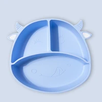 toddler divided plate 4 cells non slip silicone food container tray soft microwave dishwasher safe for babies kids ts2