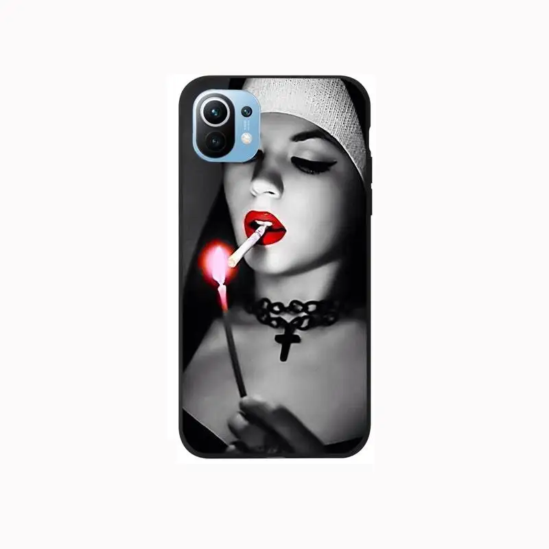 

Sister Style Nun Sexy Girl Phone Case For Samsung S6 S7 S8 S9 S10 E S20 Edge plus lite 2019 Black soft nax fundas cover