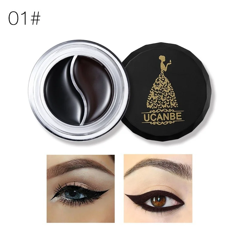 Follome Double Color Eyeliner Cream Professional Long-lasting Black Easy to Wear Waterproof Makeup Tool Matte Eyeshadow |