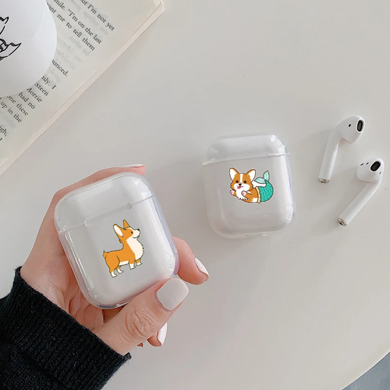 Жесткий прозрачный чехол для наушников Apple airpods 1 чехол Роскошные домашние животные собака корги прозрачный Air Pods чехол для Airpods 2 защитный чехол