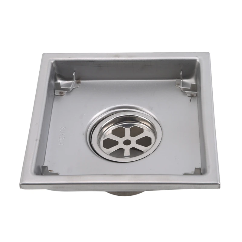 

Floor Drain Bathroom Shower Drain Tile Insert Square Floor Waste Grates 11*11*6cm 304 Stainless Steel