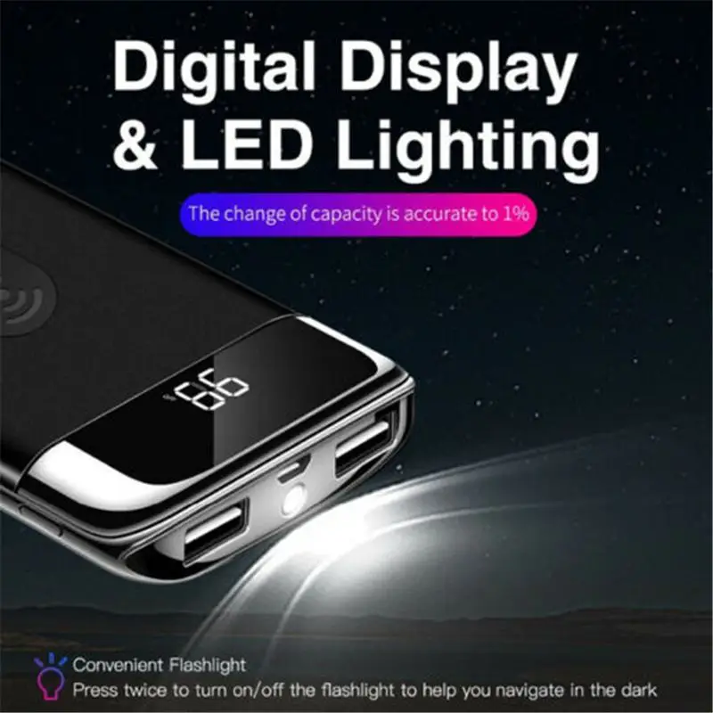 Внешний аккумулятор 20000 мА/ч двойной usb type C внешний светодиодный дисплей быстрое