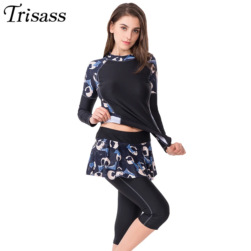 Trisass 2019 новый купальник из двух частей для женщин Спортивная юбка купальный