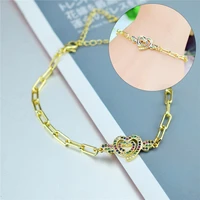 new arrive fashion love heart buckle chain bracelet top quality aaa shine bling zircon bangles best gift jewelry pendant