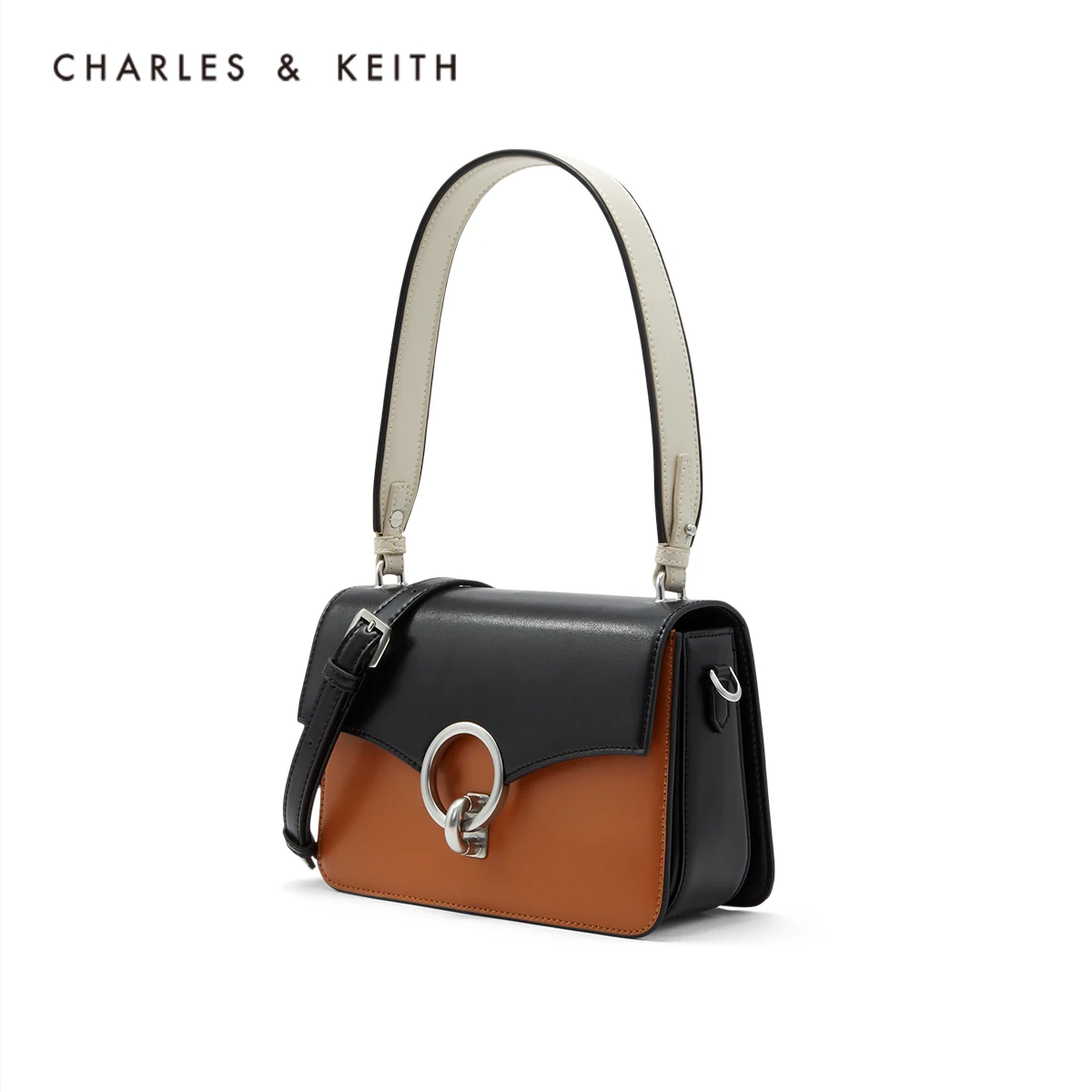 CHARLES＆KEITH Новинка на Лето 2020CK2 20701016 1Женская сумка Металлическое кольцо плечо