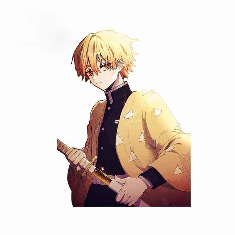 

EARLFAMILY for Demon Slayer Zenitsu Peeker Funny Car Stickers PVC CarS Decals Windshield Anime Sunscreen Waterproof Sticker