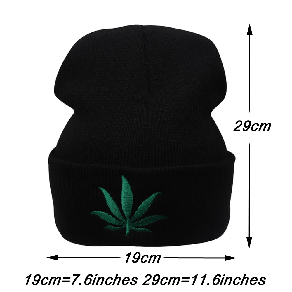 New Fashion Men Women Winter Weed Leaf Beanie Hats Warm Hip Hop Punk Knitting Winter Hat For Women Autumn Woolen Cap Skullies